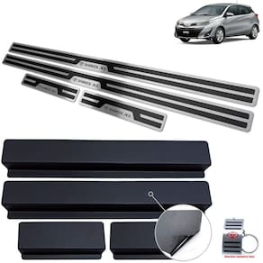 Soleira Aço Inox Alto Relevo Preto Toyota Yaris XL 2019-2022