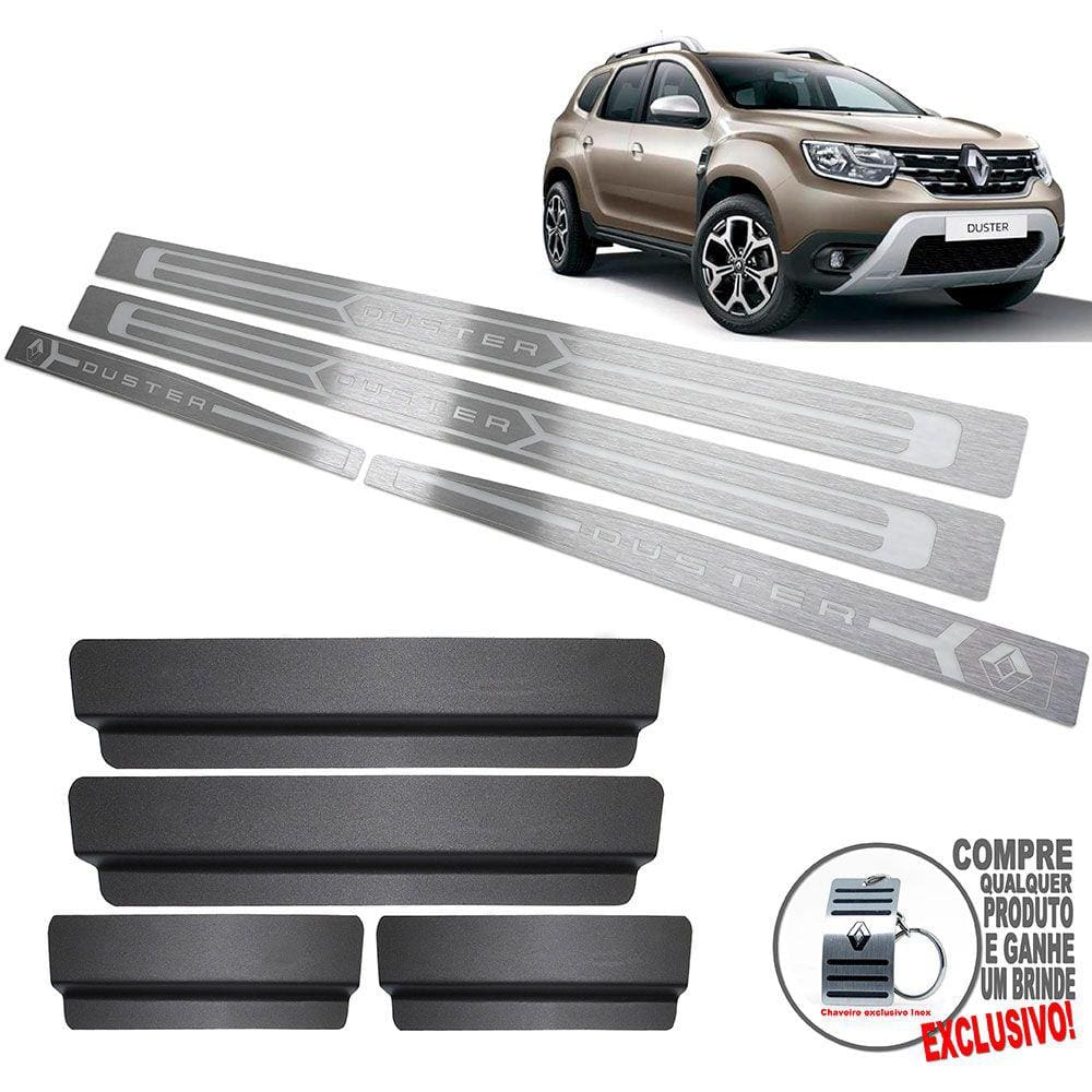 Soleira Aço Inox Renault Duster 2021 Prata Baixo Relevo