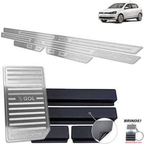 Descanso + Soleira Gol Comfortline G6 G7 Prata Alto Relevo