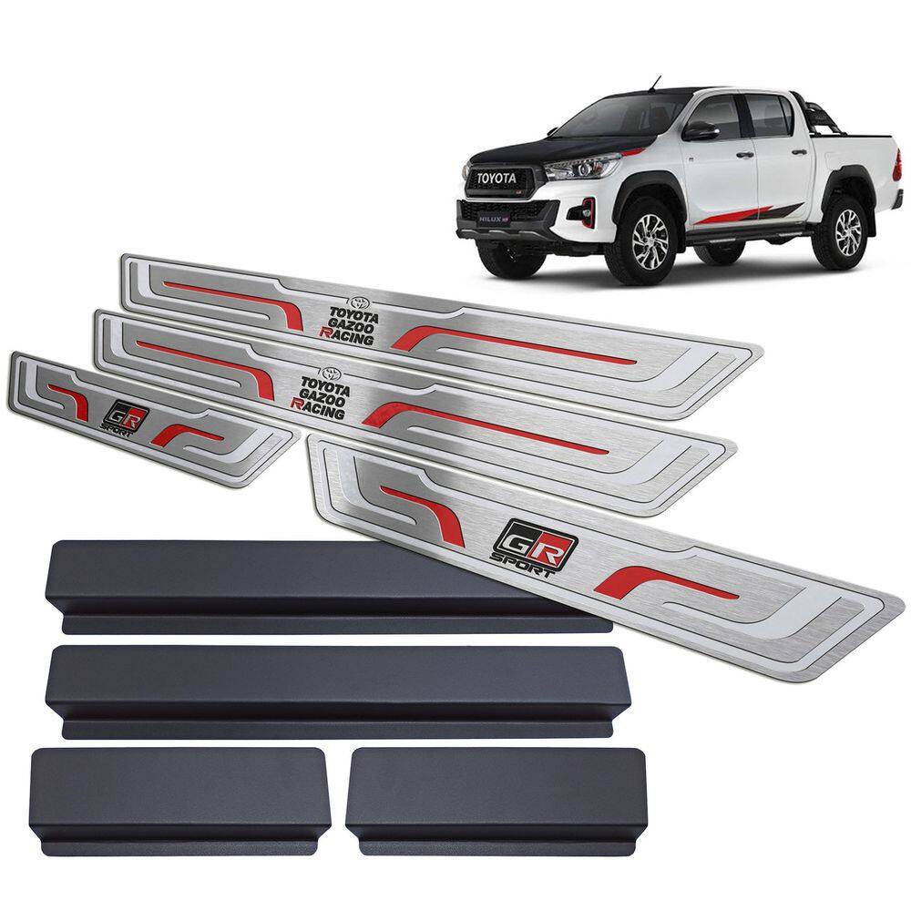 Soleira Toyota Hilux Gr Sport 2019-2021 Prata Baixo Relevo
