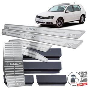 Descanso + Soleira Golf Gt 2007 A 2013 Prata Alto Relevo