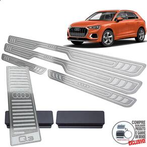 Descanso + Soleira Audi Q3 2020 2021 Prata Baixo Relevo