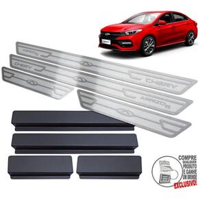 Soleira Aço Inox Chery Arrizo 6 Prata Alto Relevo