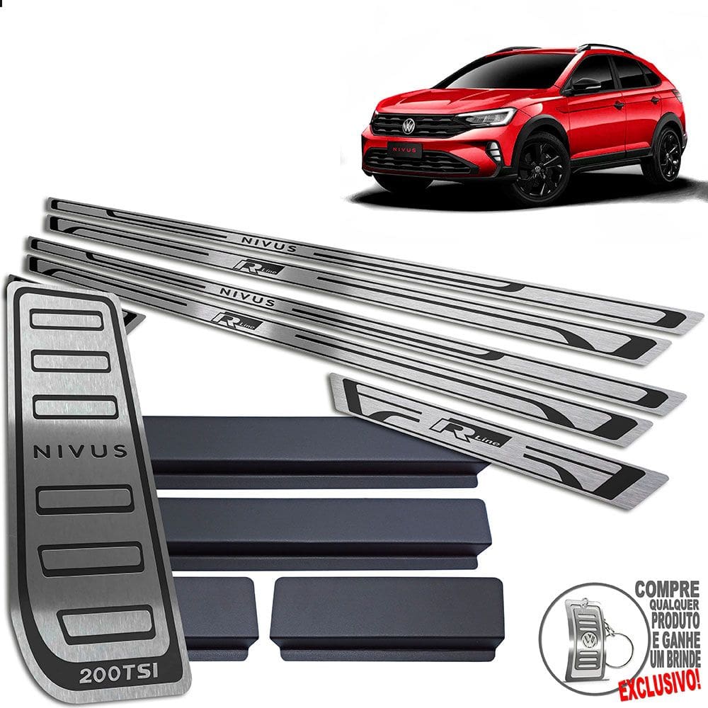 Descanso Soleira Volkswagen Nivus R-Line Preto Baixo Relevo