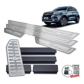Descanso Soleira Chery Tiggo 5X 2021 2022 Prata Alto Relevo