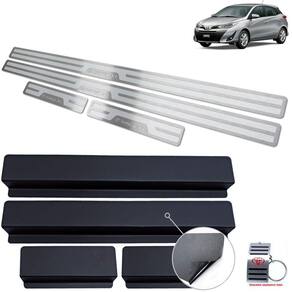Soleira Aço Inox Alto Relevo Prata Toyota Yaris XL 2019-2022