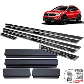 Soleira Aço Inox Volkswagen Nivus R-Line Preto Alto Relevo