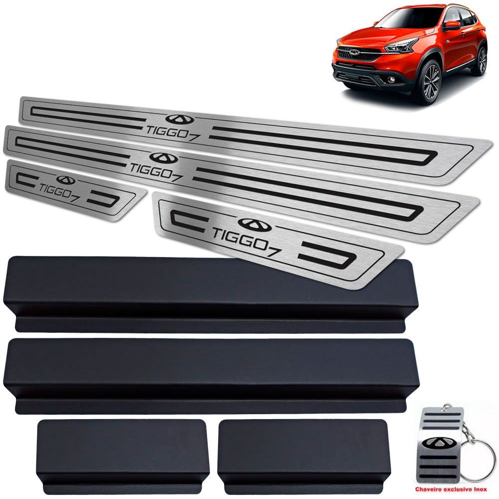 Soleira de Porta Chery Tiggo 7 2019 2022 Preto Baixo Relevo