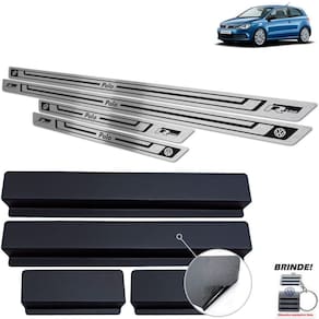Soleiras Preto Baixo Relevo Polo R-Line 2003 a 2015 Aço inox