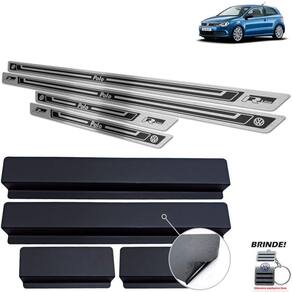 Soleiras Preto Alto Relevo Polo R-Line 2003 a 2015 Aço inox