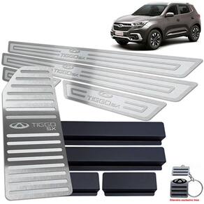Descanso Soleira Chery Tiggo 5X 2019 2020 Prata Alto Relevo