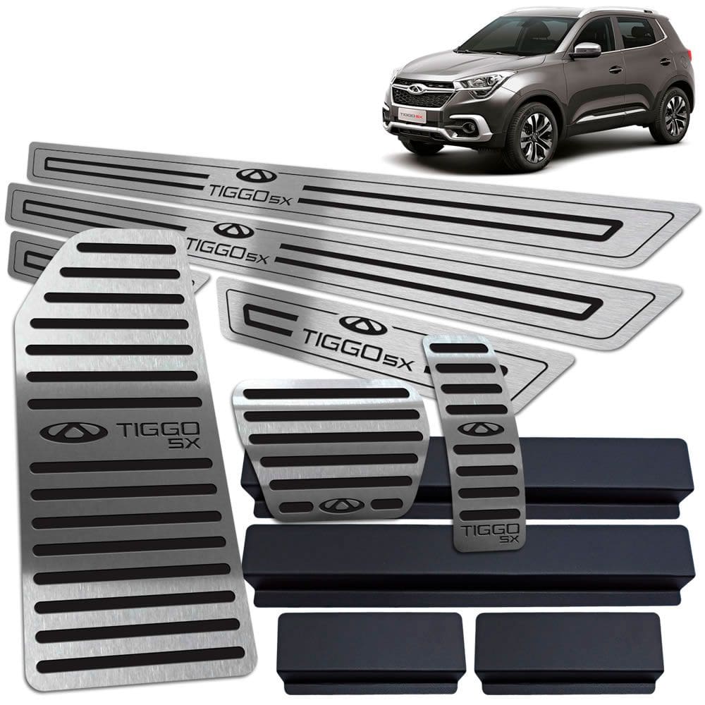 Pedaleira Soleira Descanso Preto Chery Tiggo 5X 2019 2020