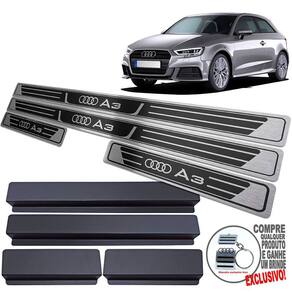 Soleira De Porta Audi A3 2017 A 2021 Preto Alto Relevo