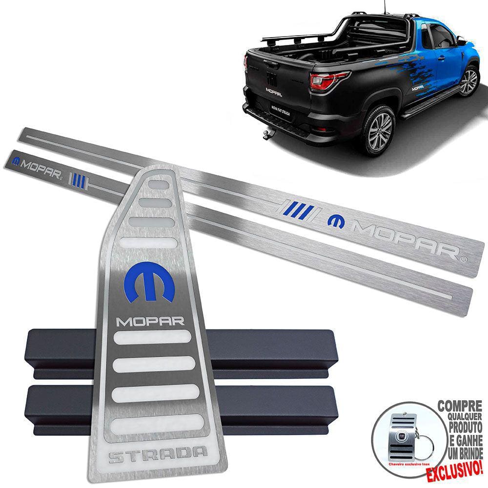 Soleira Descanso Fiat Strada Mopar Prata Baixo Relevo