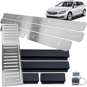 Soleiras + Descanso de Pé Volvo V60 2012 A 2018 Inox Prata