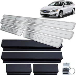 Soleira de Porta Em Aço Inox Prata Volvo V60 2012 A 2018