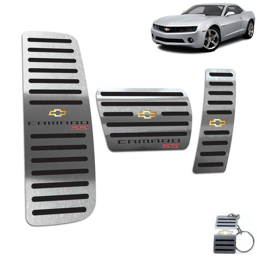 Pedaleiras Com Descanso Aço Inox Chevrolet Camaro SS Preto