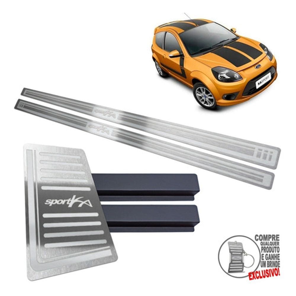 Descanso + Soleira Ford Ka Sport 2012 2013 Prata Alto Relevo