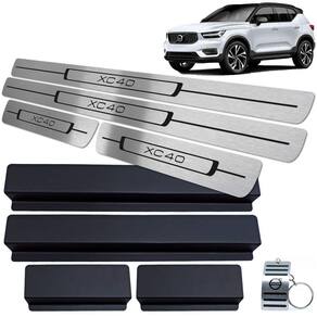 Soleiras de Portas Volvo XC40 2018 A 2020 Aço Inox Preto