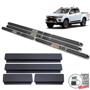 Soleiras De Porta Chevrolet S10 2021 2022 Preto Alto Relevo