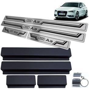 Soleiras De Porta Em Aço Inox Audi A3 2014 a 2020 Preto