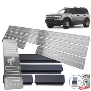 Descanso + Soleira Ford Bronco Sport Prata Baixo Relevo