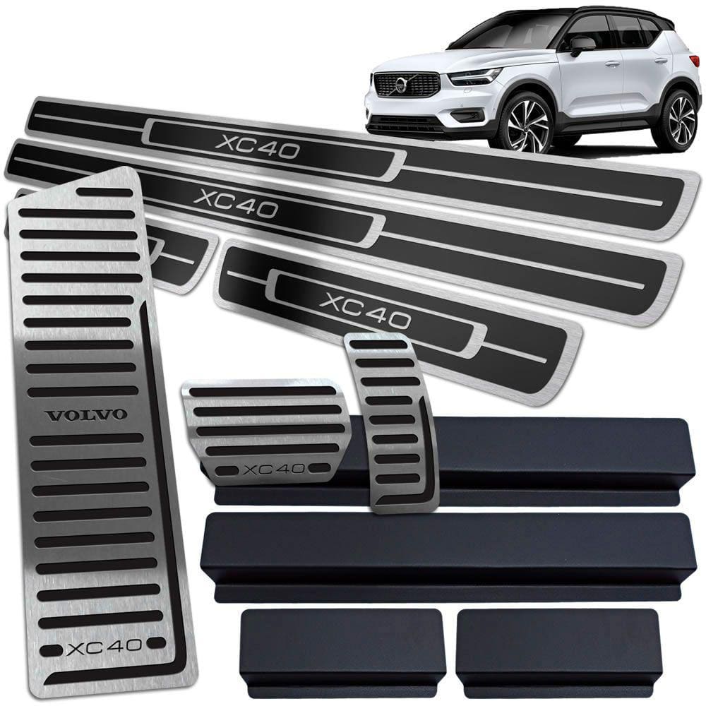 Descanso Pedaleira Soleira Inox Preto Volvo XC40 2018 A 2020