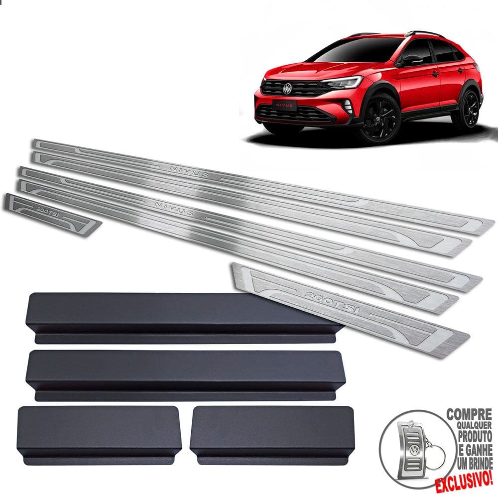 Soleira Aço Inox Volkswagen Nivus Prata Baixo Relevo