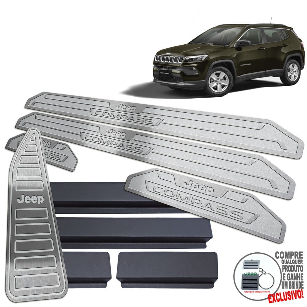 Descanso + Soleira Jeep Compass 2022 Prata Alto Relevo