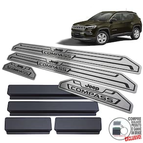 Soleira Aço Inox Jeep Compass 2022 Preto Baixo Relevo