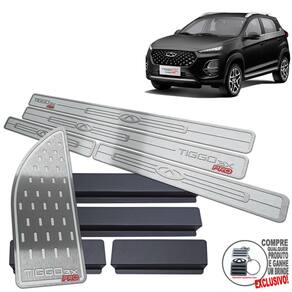 Descanso De Pé + Soleira Chery Tiggo 3X Prata Alto Relevo