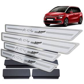 Soleira Citroen C4 Grand Picasso 2016 2019 Prata Alto Relevo