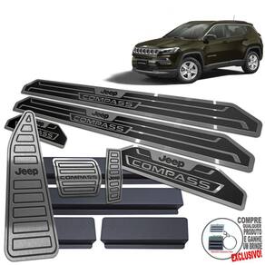 Descanso + Pedaleira + Soleira Jeep Compass 2022 Preto