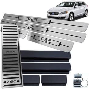 Soleiras + Descanso de Pé Volvo V60 2012 A 2018 Inox Preto