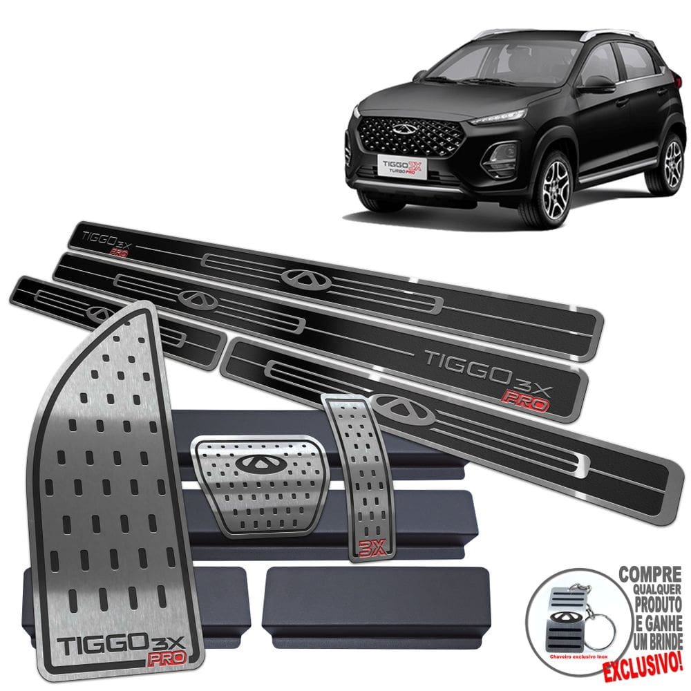 Descanso De Pé + Pedaleira + Soleira Chery Tiggo 3X Preto