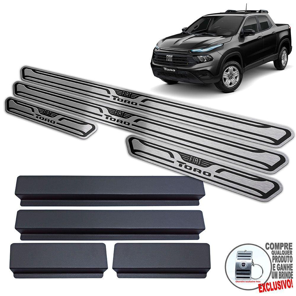 Soleiras Aço Inox Fiat Toro 2022 / Preto Baixo Relevo