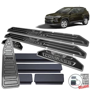 Descanso + Soleira Jeep Compass 2022 Preto Alto Relevo