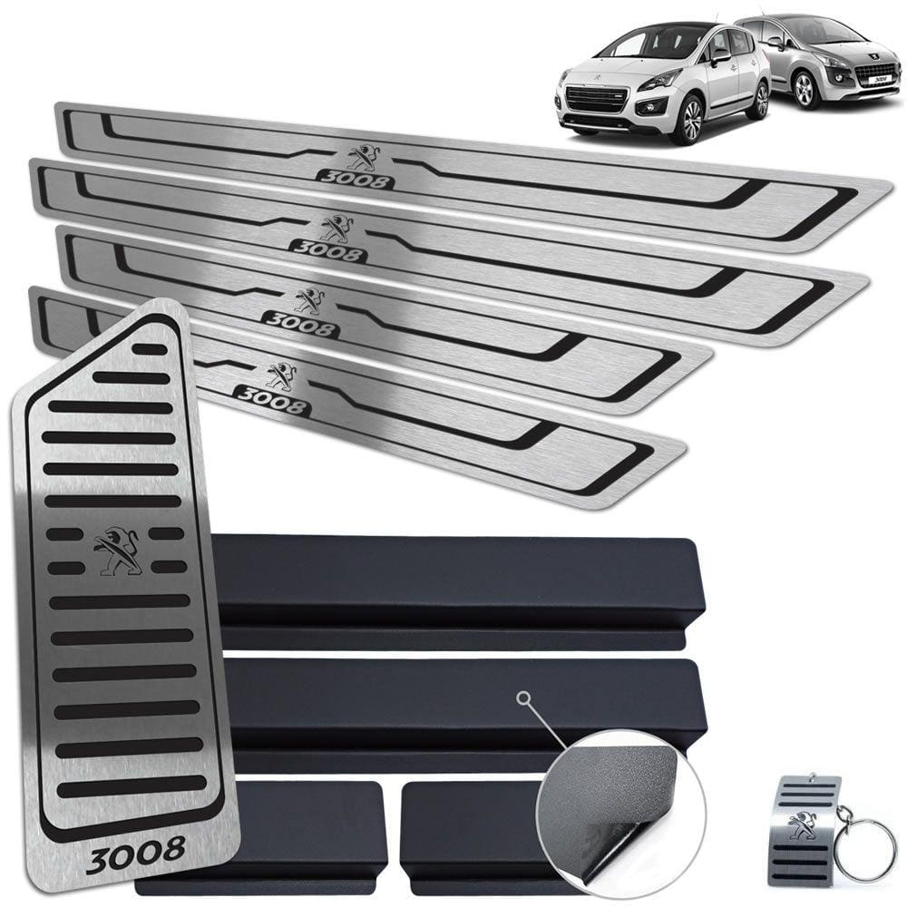 Descanso + Soleira Peugeot 3008 2011/2016 Preto Baixo Relevo