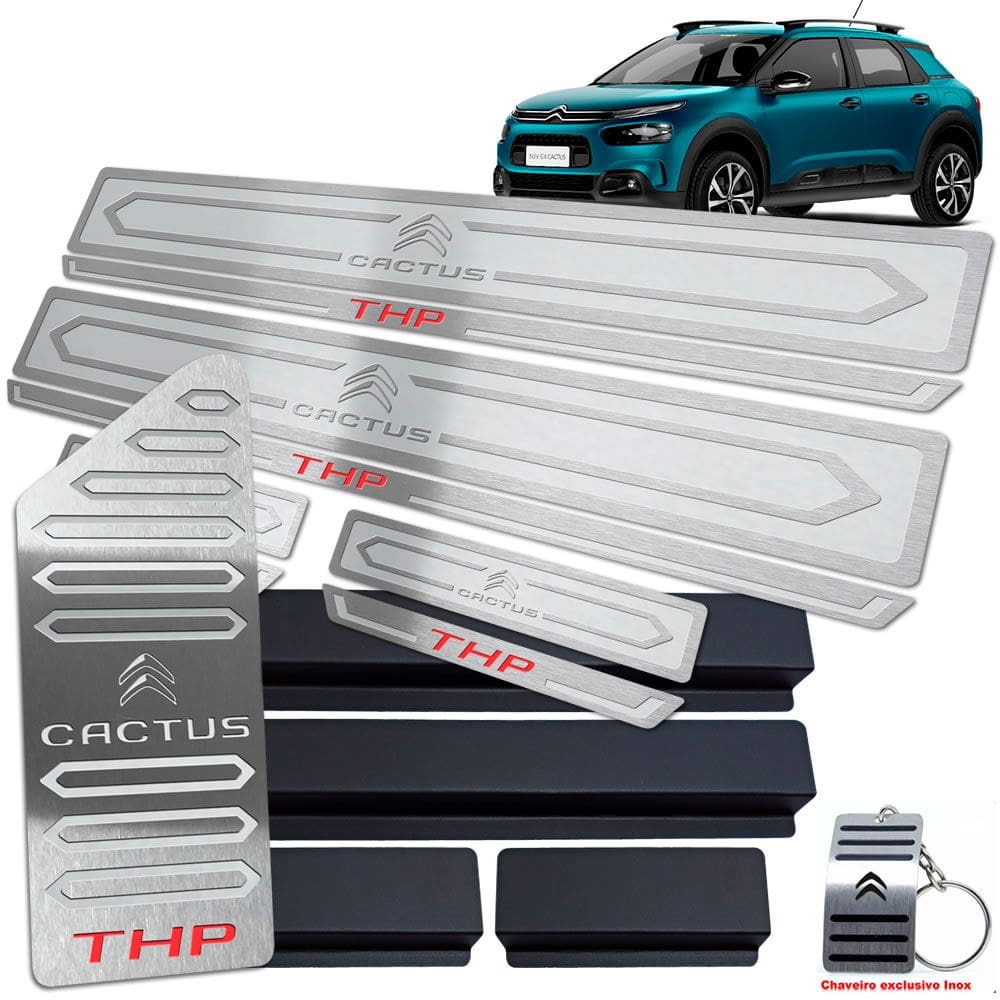 Descanso + Soleira Prata Alto Relevo Citroen C4 Cactus Thp