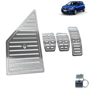 Descanso + Pedaleira Manual Aço Inox Sandero 2020 Prata