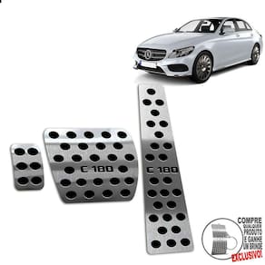Pedaleira Automático Inox Mercedes C180 2015 A 2021 Preto