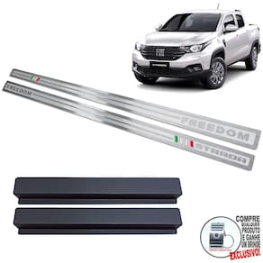 Soleira Aço Inox Fiat Strada Freedom Prata Alto Relevo
