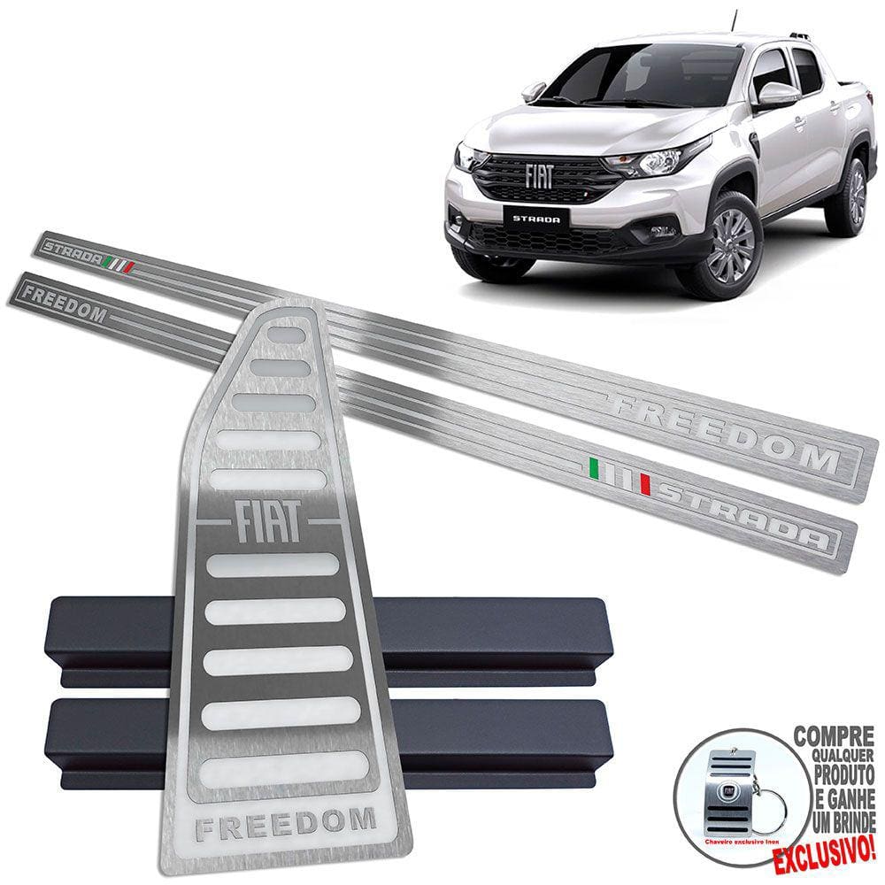 Soleira Descanso Fiat Strada Freedom Prata Baixo Relevo