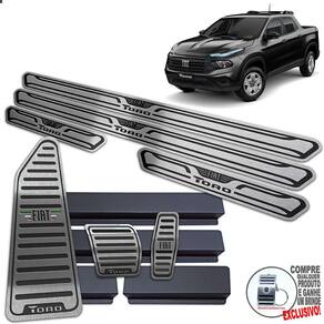Pedaleira Automático Soleira Descanso Preto Fiat Toro 2022 /