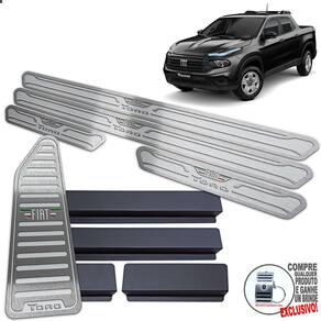 Descanso De Pé + Soleira Fiat Toro 2022 / Prata Alto Relevo
