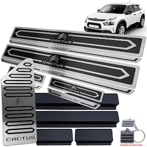 Descanso + Soleira Preto Alto Relevo Citroen C4 Cactus Inox