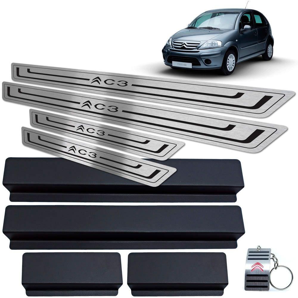 Soleira de Porta Citroen C3 2003 A 2012 Preto Baixo Relevo