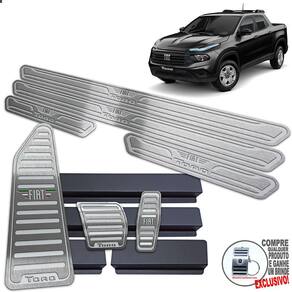 Pedaleira Automático Soleira Descanso Prata Fiat Toro 2022 /