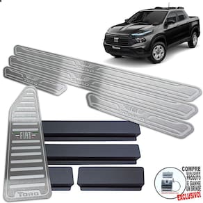 Descanso De Pé + Soleira Fiat Toro 2022 / Prata Baixo Relevo