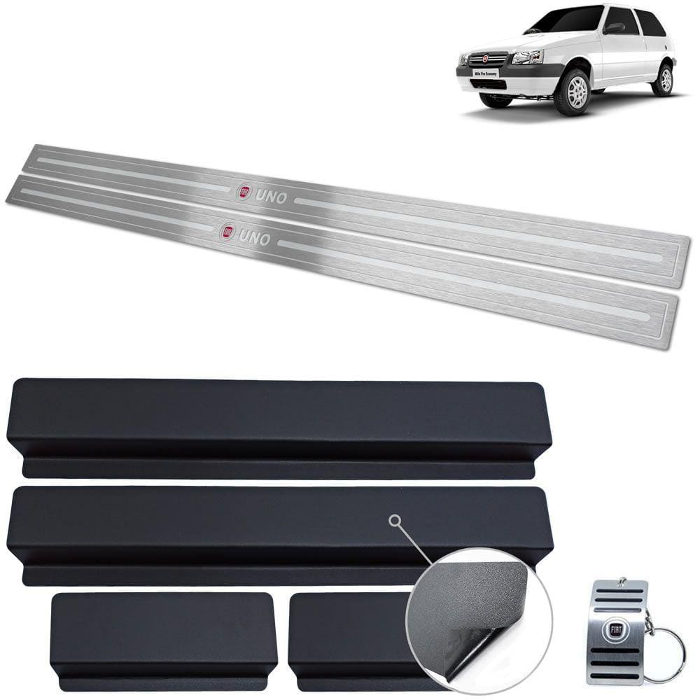 Soleira de Porta Fiat Uno 2004 a 2011 Prata Baixo Relevo